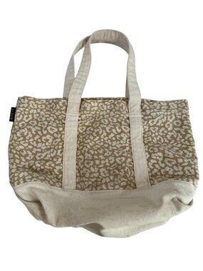 J.Crew Tan Leopard Print Canvas Tote Bag Snap Closure Neutral Minimalist